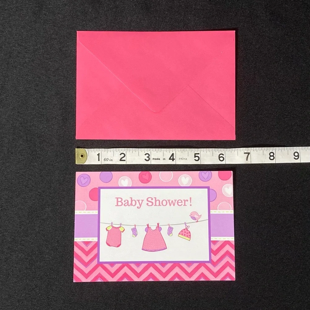 8 Pink Baby Girl Baby Shower Invitations And Envelopes